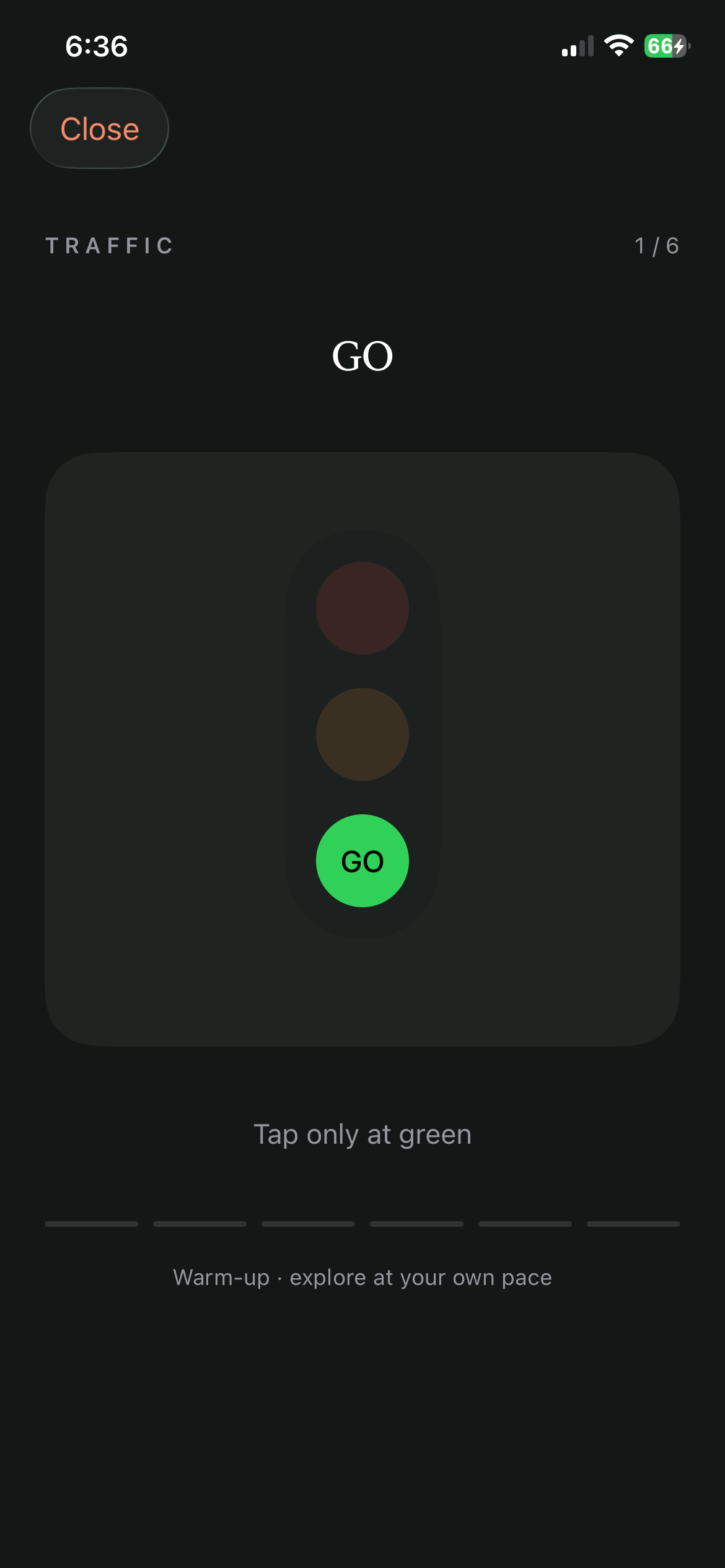 Interval running on iPhone: the traffic signal is green and says GO.