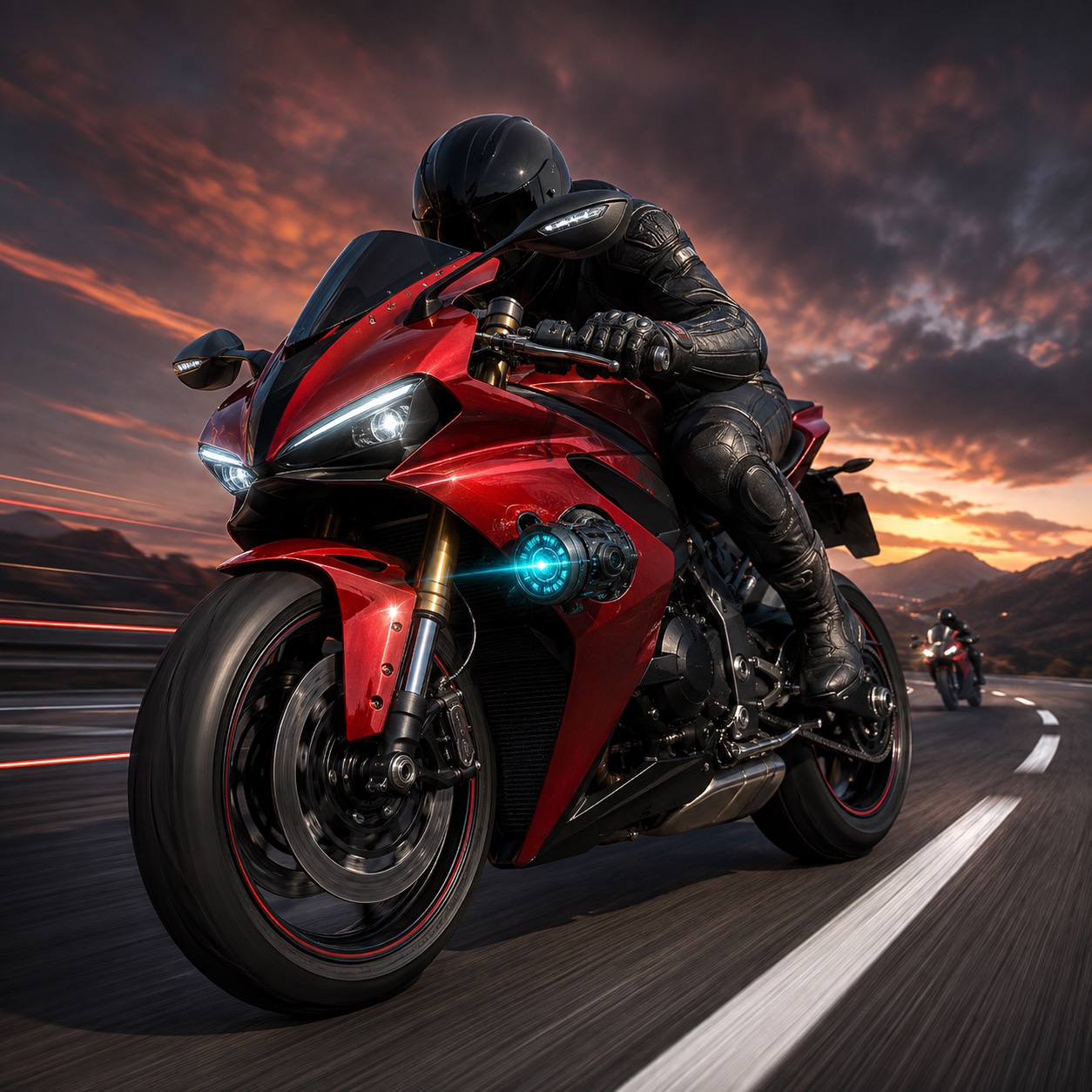 Retro Road Duel motorcycle artwork